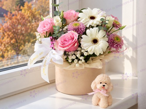 Pastel Aniversar - cutie cu flori Pastel Aniversar - cutie cu flori